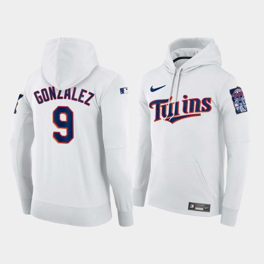 Men Minnesota Twins 9 Gonzalez white home hoodie 2021 MLB Nike Jerseys